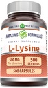 Amazing Supples L- Lysine 500 mg Capsules Amino Acid Supplement Amend124; Non-GMO Amend124; Gluten Free Amend124; Made in USA (500 Count)