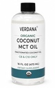 Verdana Organic MCT Oil 16 oz - Food Grade USDA Organic for Keto Coffee, Unflavored Natural Oil Pulling Mouthwash & Massage - Kokosowy derived, Fractivated- Średni łańcuch C8 C10 - Non-GMO, Kosher