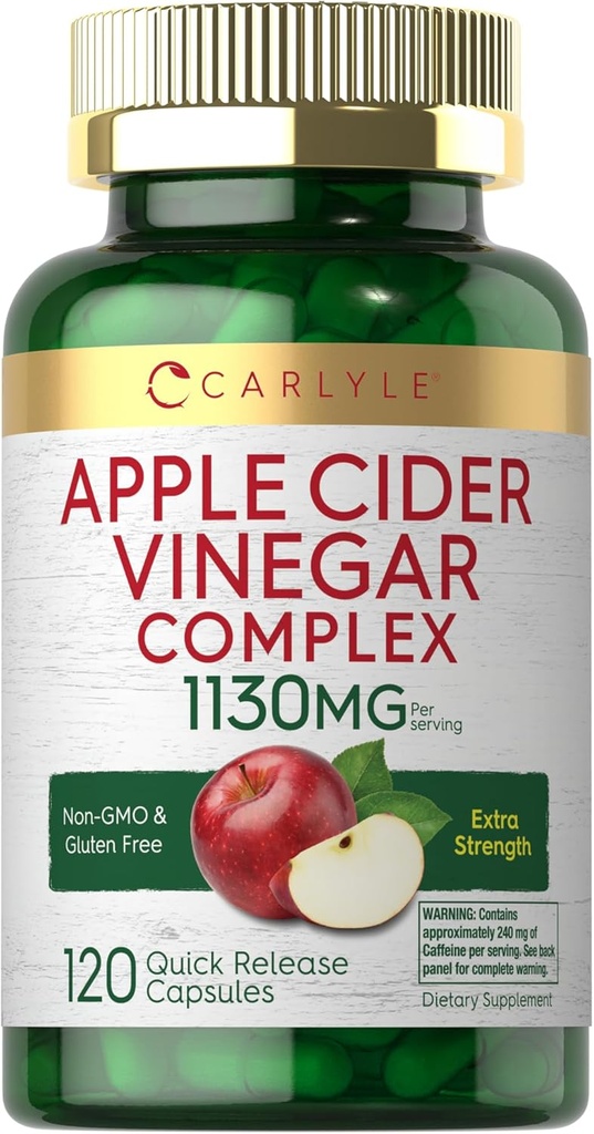 Carlyle Apple Cider Kompleks Vinegar Capsules 124; 120 Pigułek VED 124; z Cayenne i Ginger VED 124; Non- GMO & Gluten