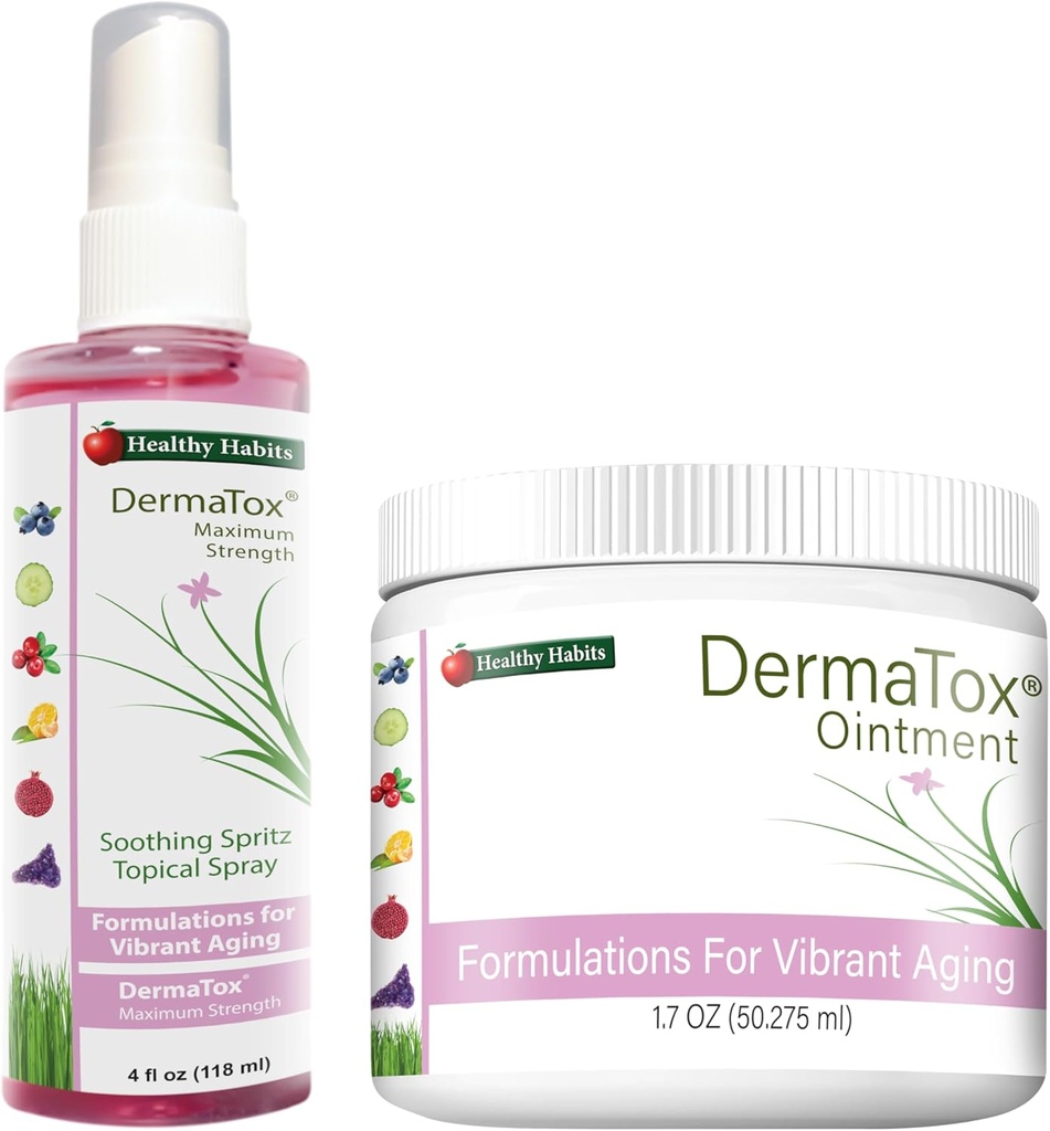 Zdrowe siedliska DermaTox Bundle - 4oz Spray tematyczny i 1.7oz Maść - All Natural, All Purpose, Safe and Effective Skin Nourification