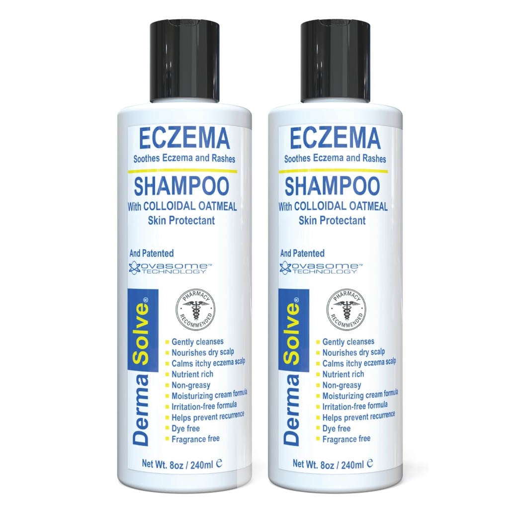 Dermasolve Eczema Relief Szampon - Skalp kontroli flare & Dandruff Free Therapy, która chroni, nawilża i naprawia skóry dla dzieci i dorosłych - Steroid Free (2 - Pack)