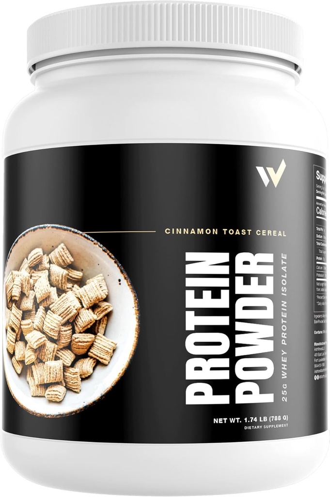 Serwatka Protein Isolate Proszek Ashton Hall - Premium Cynamon Toast Flavor - Low- Carb, Wysokobiałkowe Shake dla wzrostu i odzysku mięśni, Pakowane z 25g białka serwatki na Scoop