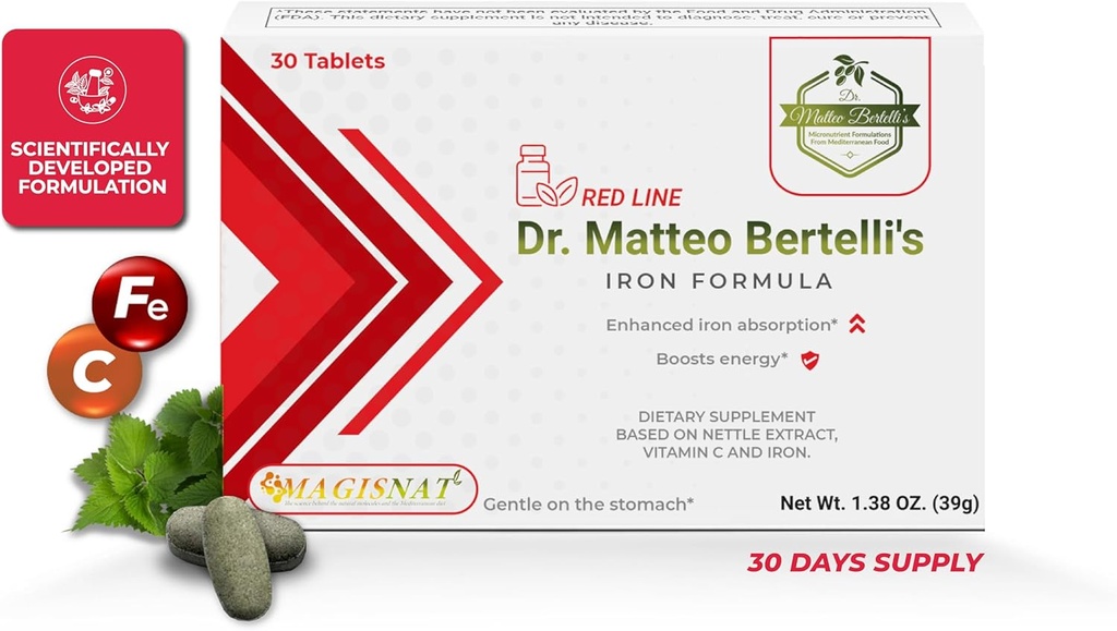 Formuła Żelazna Dr. Matteo Bertelli (30 tabletek) - ekstrakt z siatkówki, Witamina C, Żelazo