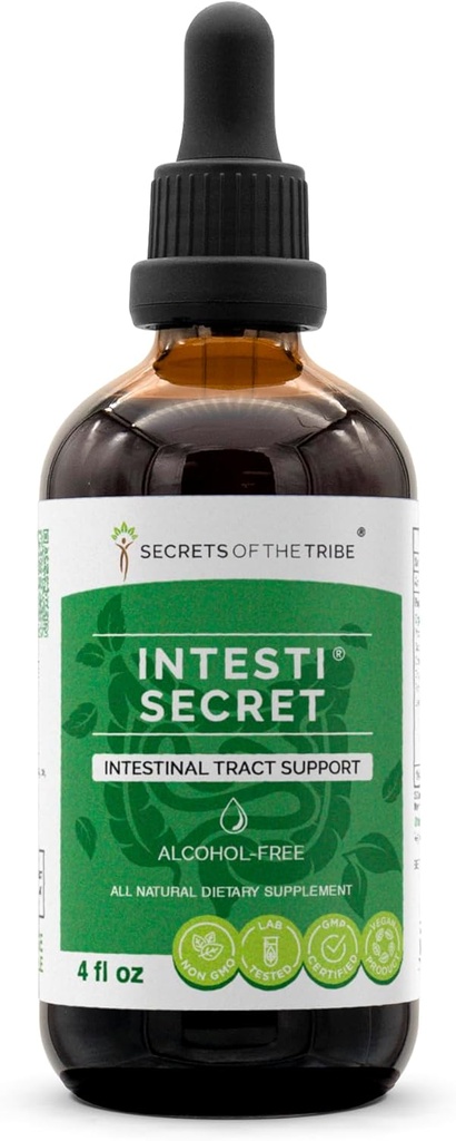 Intesti Secret Alcohol- Free Extract, Peppermint, Dandelion, Goździki, Ginger, Koper siewny, Lavender. Glicerite Tincture Intestinal Tract Support (4 fl oz)
