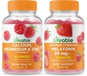 Lifeable Wapń, Magnez, Cynk i Witamina D + Melatonina 20mg, Gummies Bundle - Great Desting, Suplement witaminy, Gluten Free, GMO Free, Gummy do żucia