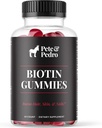 Pete & Pedro Gummie BIOTIN dla włosów, skóry i paznokci Wzrost dla kobiet i mężczyzn 124; Suplement do włosów dla skóry silniejsze, & Nails dla 124; Cherry Biotin Gummy 5000mcg na serwowanie 124; Widziałem na zbiornik Shark, 60 Hr