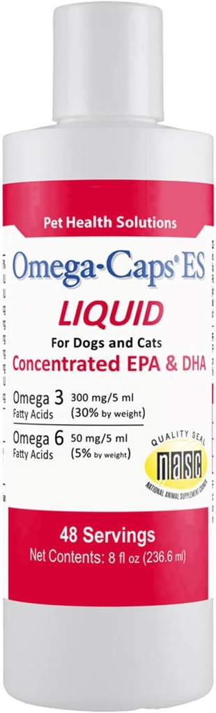 Płyn dla psów i kotów o dużej mocy Omega-3 i Omega- 6 Kwasy tłuszczowe skoncentrowane EPA i DHA Suplement oleju z ryb Vet Stworzony w USA Skin Coat Joint i Heart Health 8 fl oz 48 Sługi