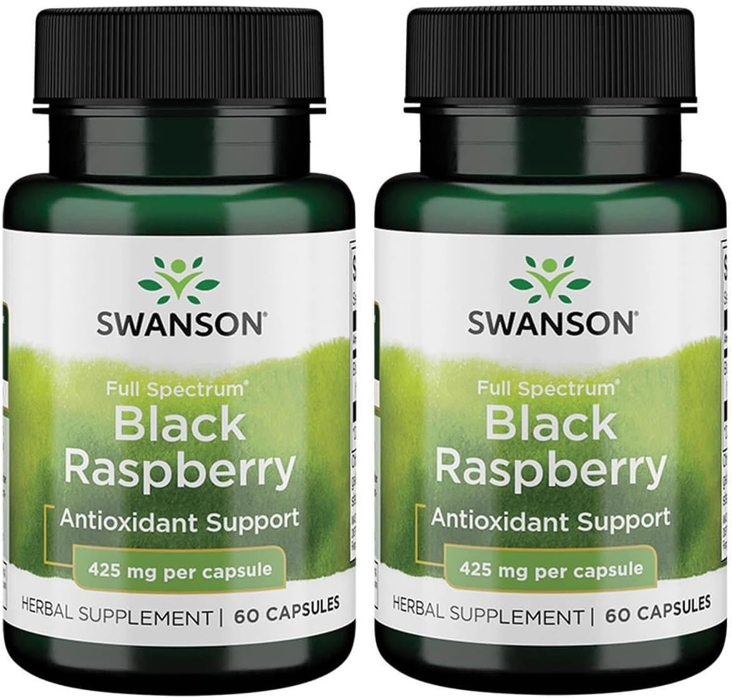 Swanson Black Malina - Suplement ziołowy Promowanie ogólnego wsparcia Wellness - Naturalne źródło flawonoidów i witaminy C - (60 kapsułek, 425 mg każdy) (2 opakowania)