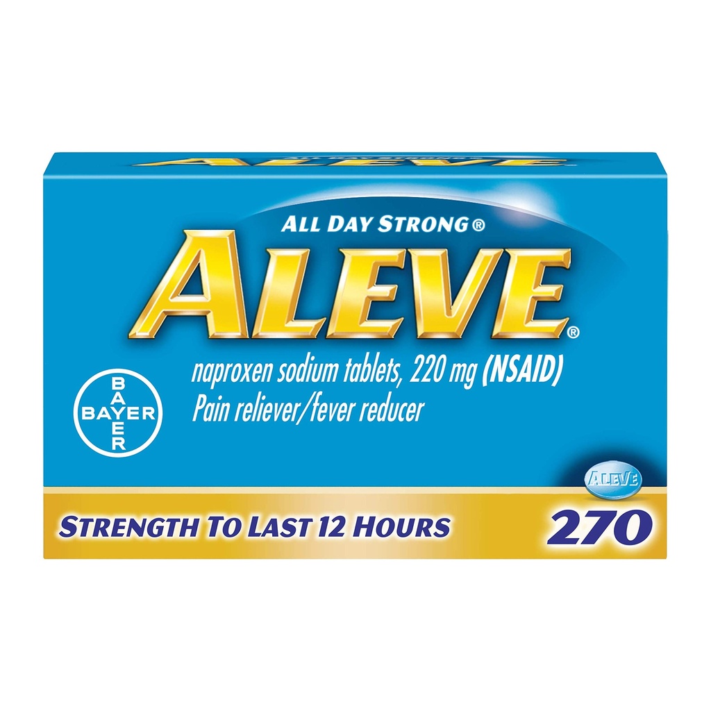 Aleve Caplets, Naproxen Sodium 220 mg (NSAID), Pain Reliever/Fever Reducer, #1 Orthopedic Surgeon Recommended, 270 Count
