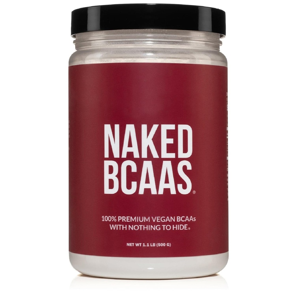 NAKED BCAA Amino Kwasy Proszek, Tylko 1 Składnik, Czysty 2: 1: 1 Formuła, Wegan Unflavored Branched Chain Acids, Instantised All Natural BCAA Suplement - 500 Grams, 100 Służenia