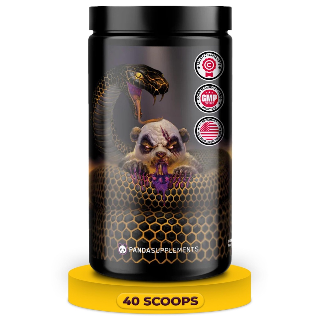 Undergound Bio Labs: Panda Supps Pandamic, Extreme Pre Workout dla maksymalnej wydajności, Pompa i Focus (40 Scoops) (Grape Bubblegum)