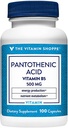 The Vitamin Shoppe Pantothenic Acid 500MG, with Vitamin B5, Supports Energy Production & Hair, Skin, Nails, Once Daily (100 Capsules)