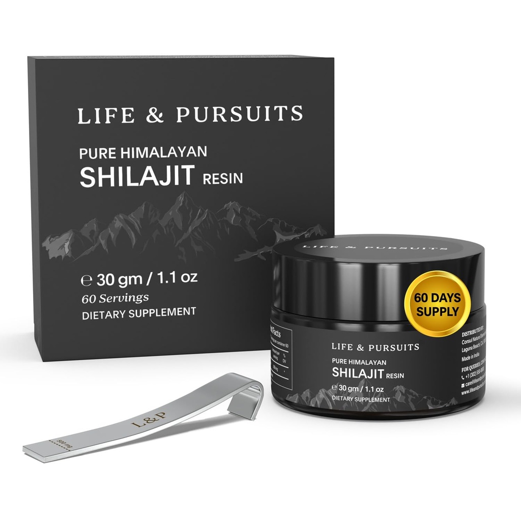 Żywotność i wykorzystanie 100% Czystych Prawdziwych Indii Himalayan Shilajit Resin, 1.1 oz 500mg, Minimum 75% Kwas Fulvic, 85 + Minerały śladowe, Suplement diety dla mężczyzn Trzeciej Partii Lab Test Report, 60 Sług (Pack of 1)