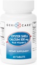 GeriCare Oyster Shell Wapń 500 mg + Witamina D, Zdrowie kości, Suplement diety tabletki, 60 Liczba (Opakowanie po 1)