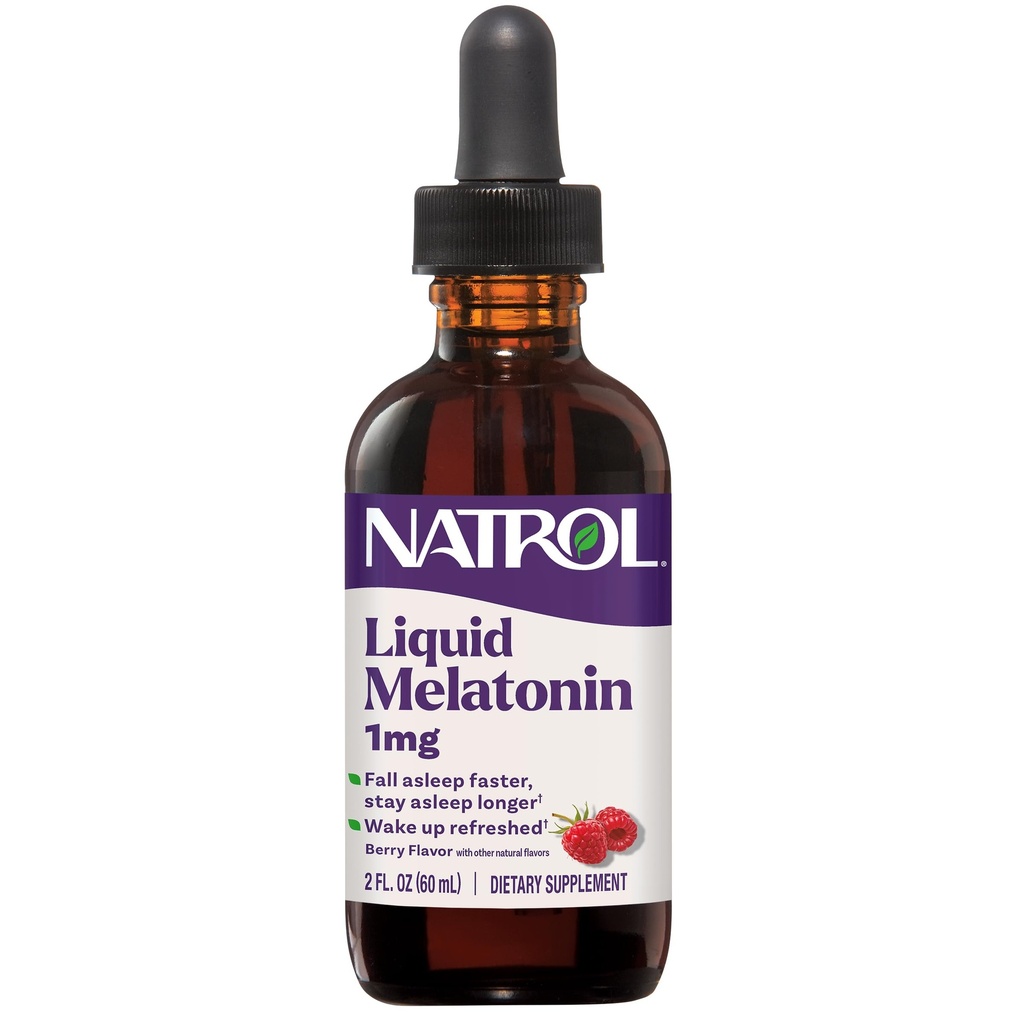 Płyn Natrol Melatonina 1 mg, Dorosły Melatonina Suplement do Upadku Asleep szybciej i pozostań ASleep Dłuższy, Budzenie się Odświeżony, 2 FL OZ Berry- zapachowy płyn, 15 Służenie