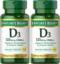 Nature 's Bounty Witamina D3, Wsparcie immunologiczne i kości, 5000IU, Softgels szybkiego uwalniania, 150 Ct (Opakowanie po 2)