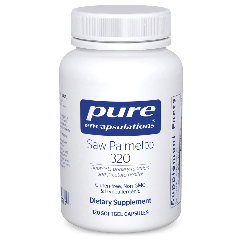 Czyste enkapsulacje Saw Palmetto 320 - Kwasy tłuszczowe i inne podstawowe składniki odżywcze wspierające metabolizm i funkcje moczu - z Saw Palmetto Extract - 120 kapsułki Softgel