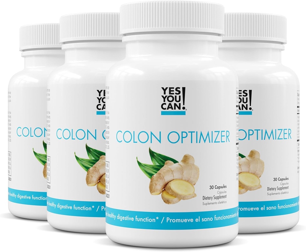 Tak, możesz! Probiotyka Colon Optimizer Supplement - Gut Health i suplement do żołądków dla mężczyzn i kobiet, Organiczne Probiotyki z Ginger i Peppermint dla zdrowia, 30 Kapsułki - 4 opakowania