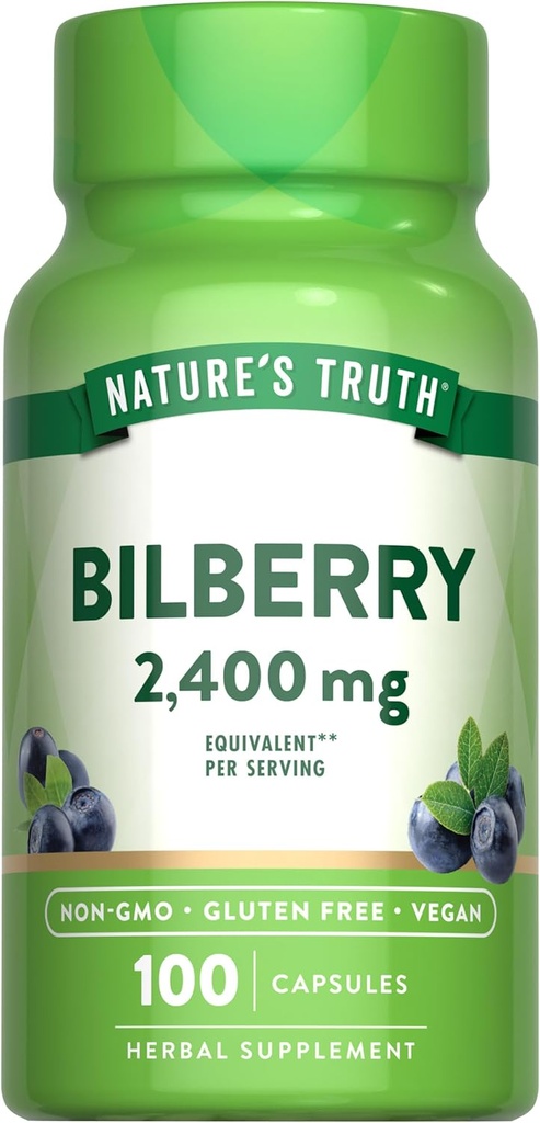 Nature 's Truth Bilberry Extract Kapsułki 124; 2400mg 124; 100 Hrabia 124; Non- GMO & Gluten