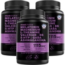 12- in-1 Kapsułki z melatoniną - Naturalna pomoc na sen dla dorosłych z melatoniną 5 mg i magnezem glicynian 500 mg, Pomoc na sen z Ashwagandha, L Theanine, Korzeń waleriany, GABA, 5- HTP (90ct, Opakowanie po 3)