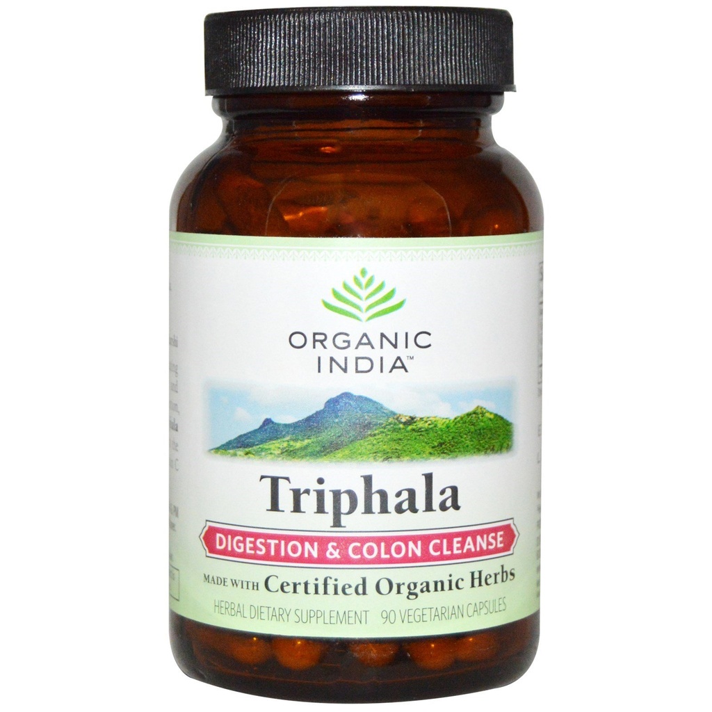 ORGANIC INDIA Triphala Kapsułki Organic - Herbal Supplement with Amla, Bibhitaki, Haritaki, Trawienie i Wsparcie Colon, Immune System Support, Adaptogen, Wegan, USDA Certified Organic - 90 Kapsułki