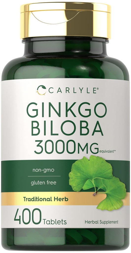 Carlyle Ginkgo Biloba 3000mg Equipment 124; 400 Tablets Equipment 124; Non- GMO, Gluten Free Herbal Supplement