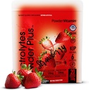 PowderWitamina Electrolytes Powder Plus (20 Servings) Truskawka Electrolyte Powder, No Maltodekstryna, Keto, Bez cukru, Pink Himalayan Salt, 1000mg potasu, 120mg wapnia, 120mg magnezu, Proszek nawadniający