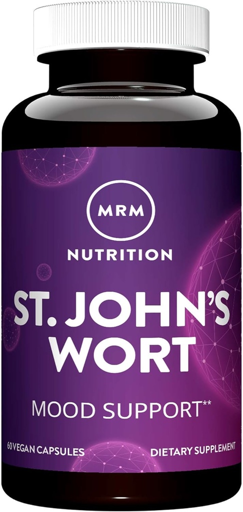 MRM Nutrition St. John 's dziurawca 124; 0,3% Hypericin 450mg 124; Mood + Well- Being Support 124; Gluten- Free + Vegan 124; 60 Kapsułki