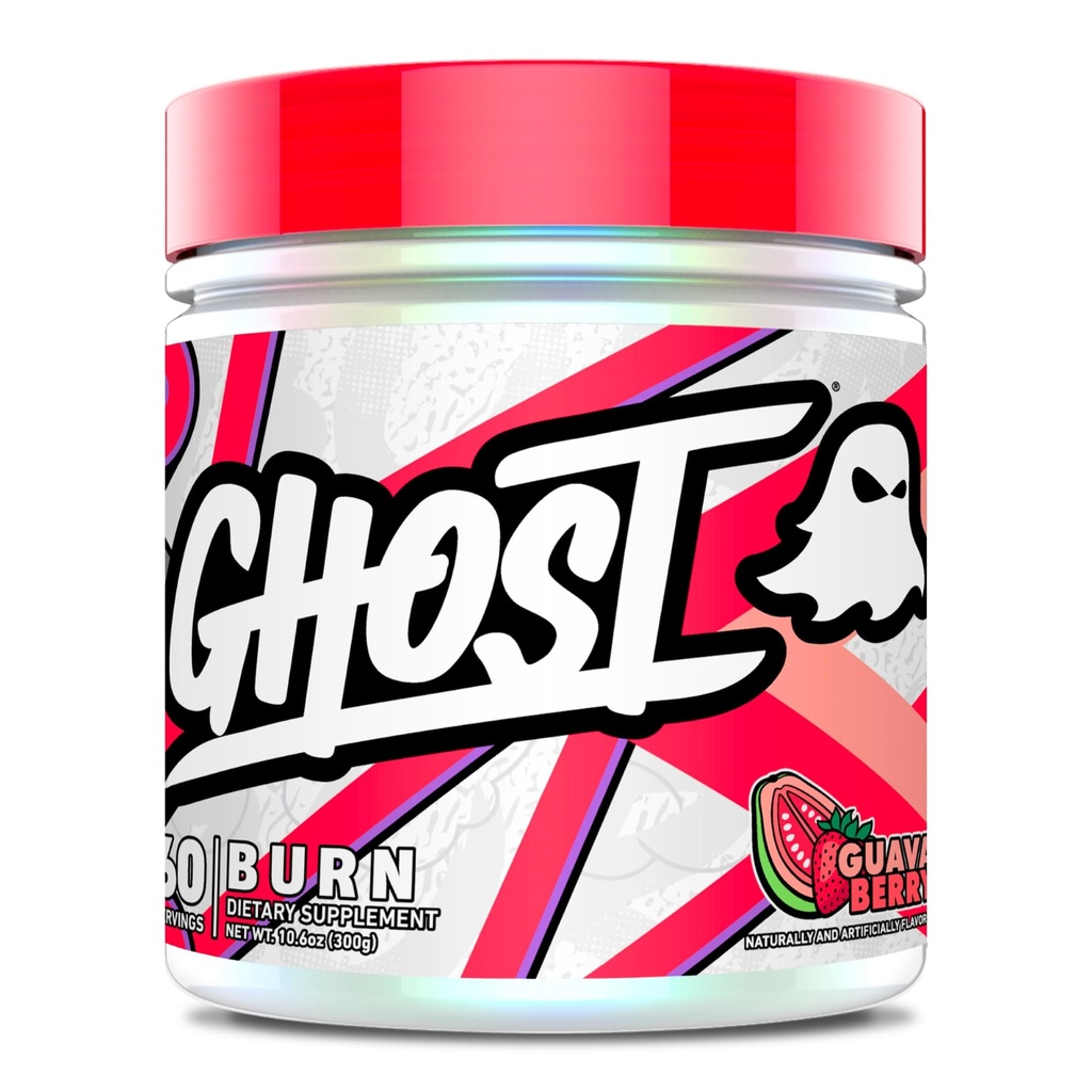 GHOST Burn Weight Management Powder, Guava Berry (60 Servings) - Metabolizm i suplement wsparcia energetycznego dla mężczyzn i kobiet - Naturalna kofeina, L- Karnityna i L- Tyrozyna - Gluten, Soy & Sugar- Free, Wegan