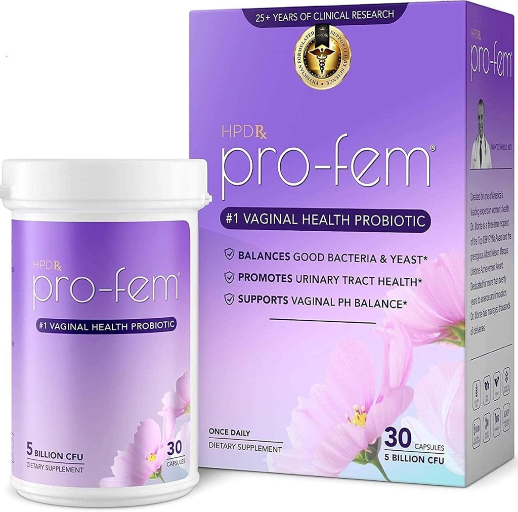 HPD Rx Pro- Fem # 1 Vaginal Health Probiotic Size 124; Vaginal Probiotics Bilans 124; Clinically Proven to Promote Yeast & PH Balance, Urynary Tract Health Britange124; Feminine Probiotics Bilans 124; Działa w 7 Dniach 124; 30 Kapsułki 124; 1 Pack