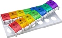 EZY DASE Cotygodniowy (7- Day) Pil Case, Medicine Planner, Witamina Organizator, 2 razy dziennie AM / PM, Removeabale Trays, Duże Komory przyciskowe, Łatwy w użyciu, Artretyzm Przyjazny, Rainbow Lids, BPA Free