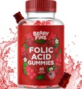Folic Acid Gummies 400mcg - Esencjalny Prenatal & ciąża Gummy dla kobiet, mamy i dziecko być - 60 Malina aromat folate Gummy witaminy - Made in USA