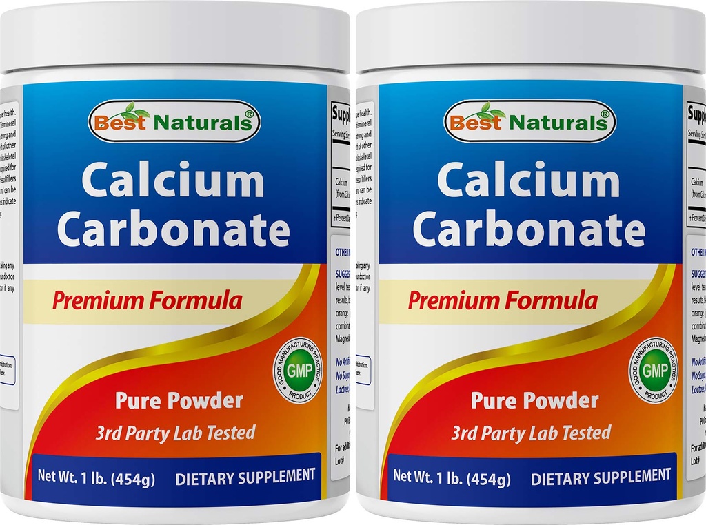 2 Pack - Best Naturals Wapnia Carbonate Powder 1 Funt (Razem 2 Funt) - Klasa żywności