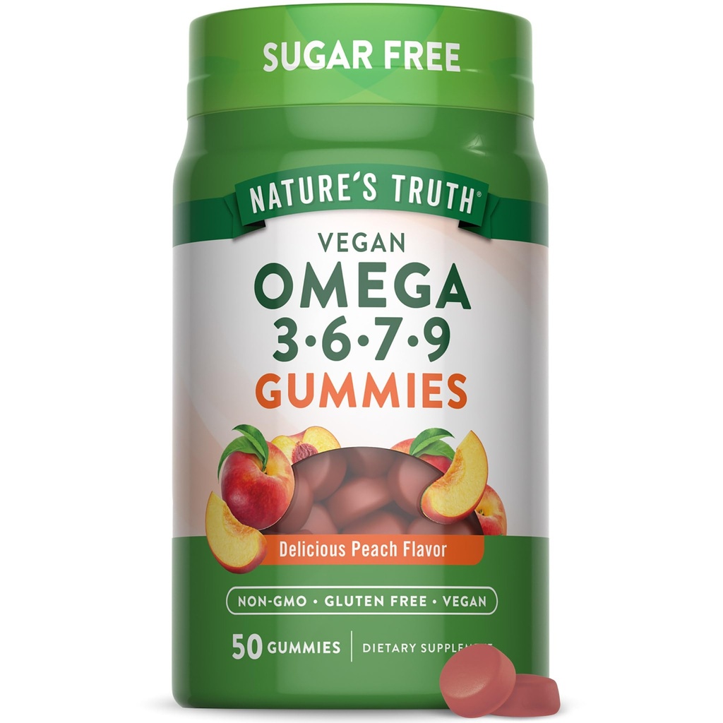 Nature 's Truth Vegan Omega 3679 Gummies XI124; 50 Count XI124; Peach Flavor XI124; Non- GMO & Gluten