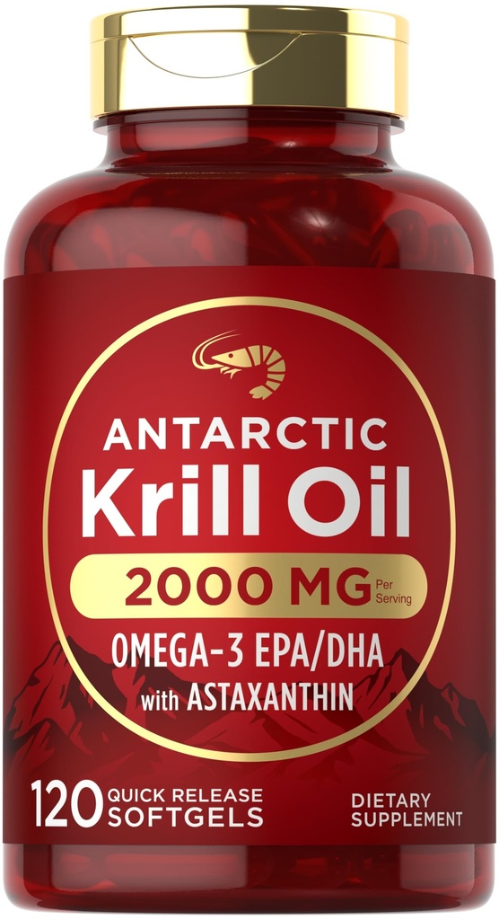 Carlyle Antarktyka oleju 2000mg 124; 120 Softgeli 124; Omega-3 EPA, DHA, z suplementem Astaksantyny Sourced from Red Krill 124; Maksymalna moc 124; Laboratorium Tested