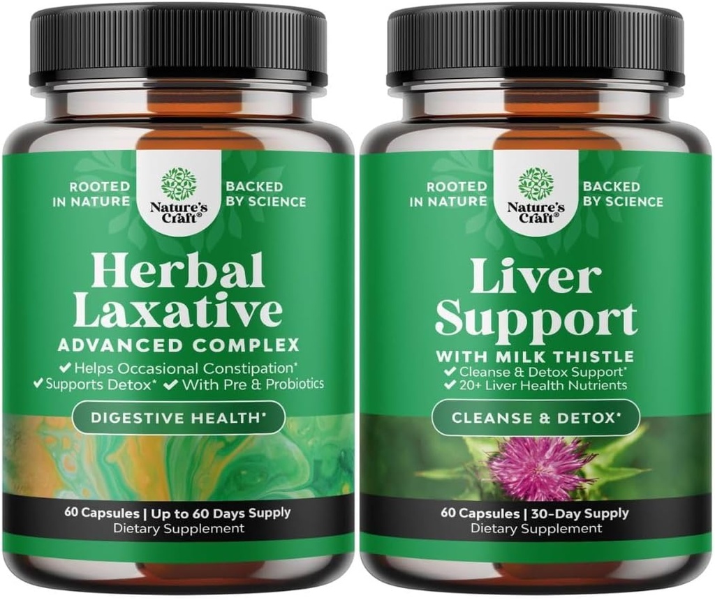 Zestaw Herbal Laxative Kapsułki z probiotyki i mleko Thistle Liver Supplement Supplement - Natural Colon Detox Digestive Supplement System - Herbal Liver Supplement z mleka silimaryny