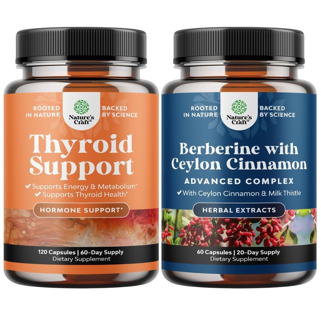 Paleta Herbal Thyroid Support Complex - Potent Kelp Suplement jodu hormonu równowagi i wyważenia Berberine Plus 1200mg Per serving Complex - Przeciwutleniacz Berberine z Ceylon Cynamon