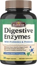 Enzymy trawienne Plus Probiotyki i Prebiotyki, 22 Enzymy trawienne z Amylazą, Protekcją, Laktazą i Więcej, Maksymalna moc, do zdrowej trawienia, Wegan, Non-GMO, 30 Czapki