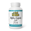 Naturalne czynniki Kwas Alfa- Lipoinowy 400 mg, Whole Body Antioksydant Support, 60 Kapsułki