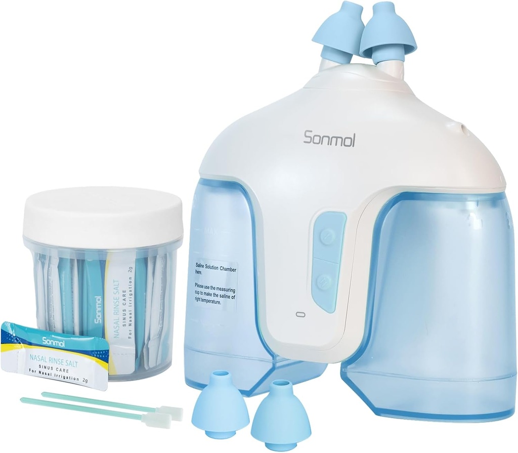 System nawadniania nosa z 50 Pakiety soli (niebieski), Sinus Rinse Machine, Oczyszczarka nosa dla Sinus Adult, Nose Washer Nasal Rinsing Sinus Relief Machine