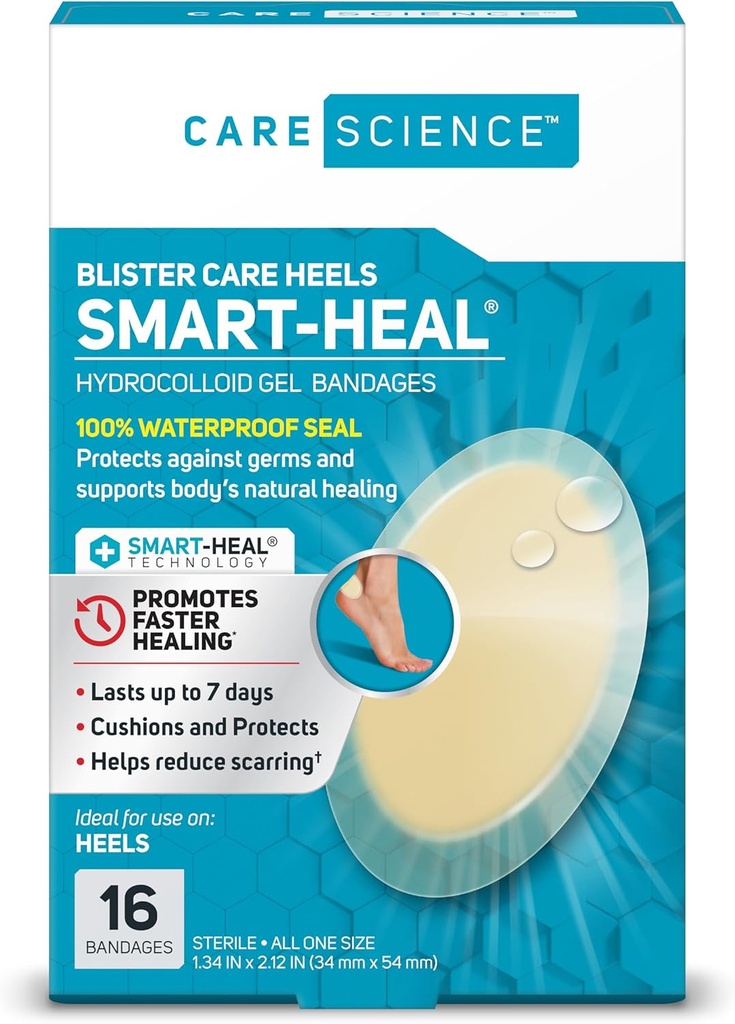 Care Science Smart Heal Hydrocoloid Gel Bandaże do obcasów, 1.3 w x 2.1 w, 16 Hrabia