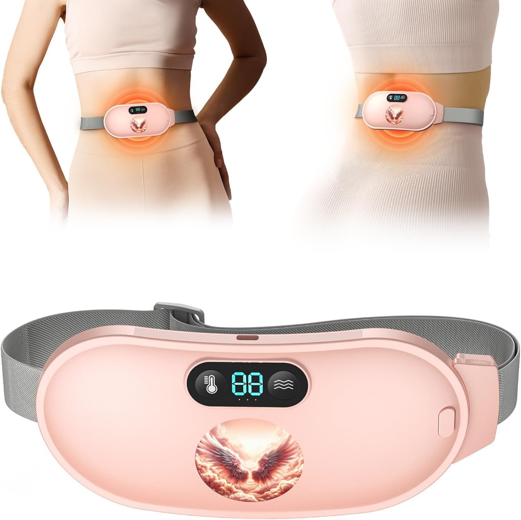 Ogrzewanie Pad na skurcze okresu, szybkie ogrzewanie z 6 Poziomy ciepła i 6 Mody masażu, Przenośne Menstrual Ogrzewanie Pad, Masażer okres brzucha dla kobiet i dziewcząt, Różowy