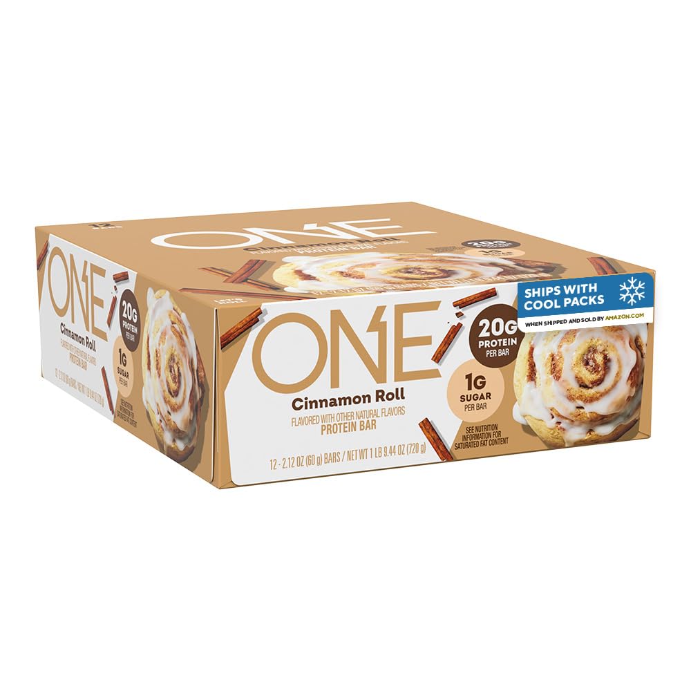 One Protein Bars, Cynamon Roll, Gluten Free z 20 g Protein i 1 g cukru, spiżarnia Staples, 2.12 oz (12 hrabiego), Opakowania May Vary