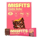 Misfits Wegan Protein Bars, Masło Cookie - Aktualizacja przepisu 124; Roślina oparta, niski cukier & węglowodany, Wysokie przekąski włókno 124; Opakowanie po 15
