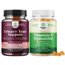 Zestaw D Kapsułki mannozy do stosowania w moczu Tract Health for Women Fast Acting Super Concentrated Cranberry 90ct and Chewable Witamina C Gummies dla dorosłych - Halal Witamina C Immune Support Gummies