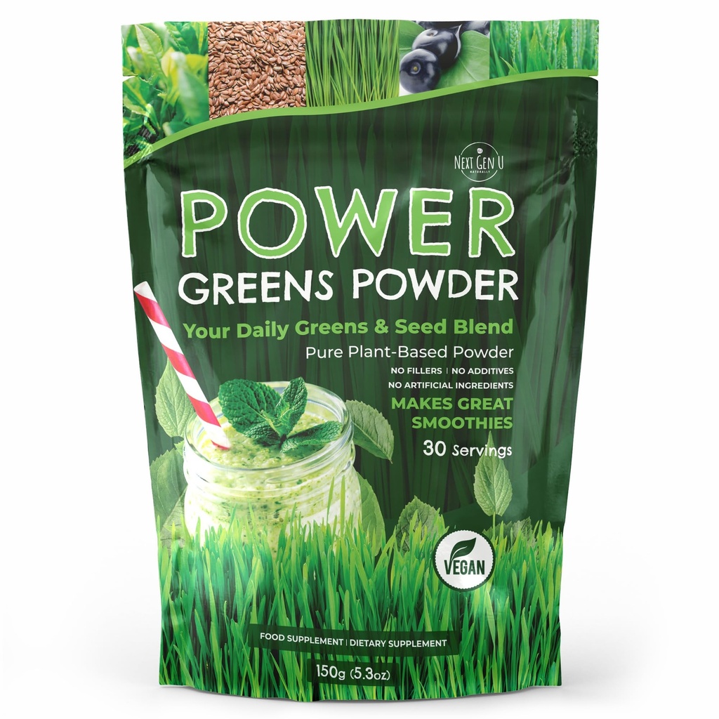 Super Zielony Proszek - 150g - Wsparcie immunologiczne - Suplement żywnościowy - Superfood Zielone - Smoothie Mix for Shakes - Detox & Zdrowy Boost do Napojów Sok lub jakiegokolwiek napoju - przez NextGenU