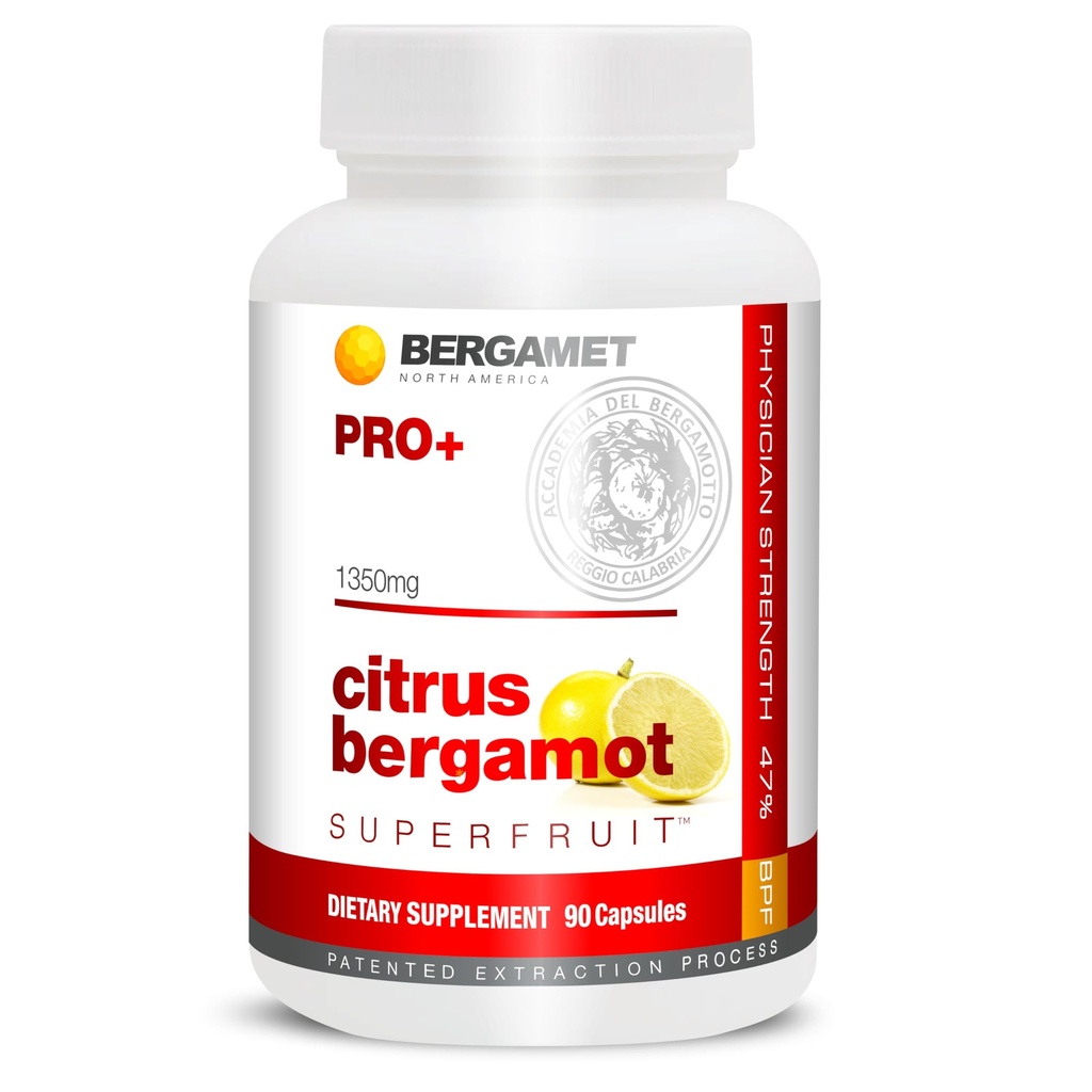 Bergamet Citrus Bergamot SuperFruit PRO + Suplement, 200: 1 Extract, 1350mg, 80% Polifenole, Olive Leaf Extract, 47% BPF, World 's Strongest, 90 Kapsułek, Backed by Clinical Studies, Made in The USA
