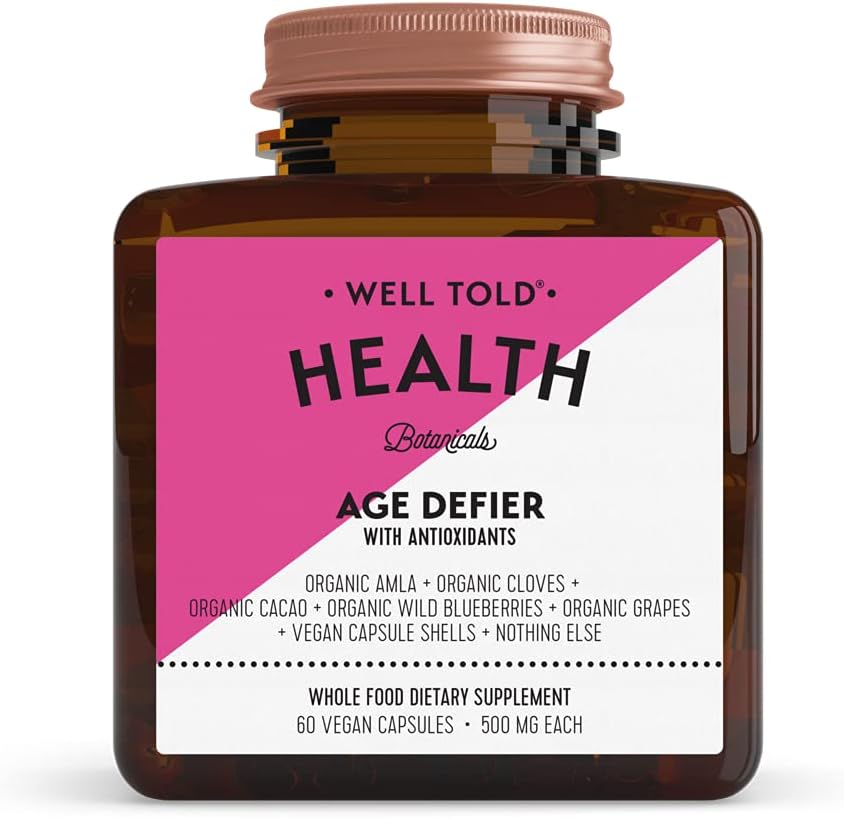 Anti-Aging Supplement Skin Supplement - Dobrze powiedziane Zdrowie Wiek Defier z Amla, Cacao i Resveratrol z winogron organicznych - Non-GMO + Vegan (60 kapsułki)