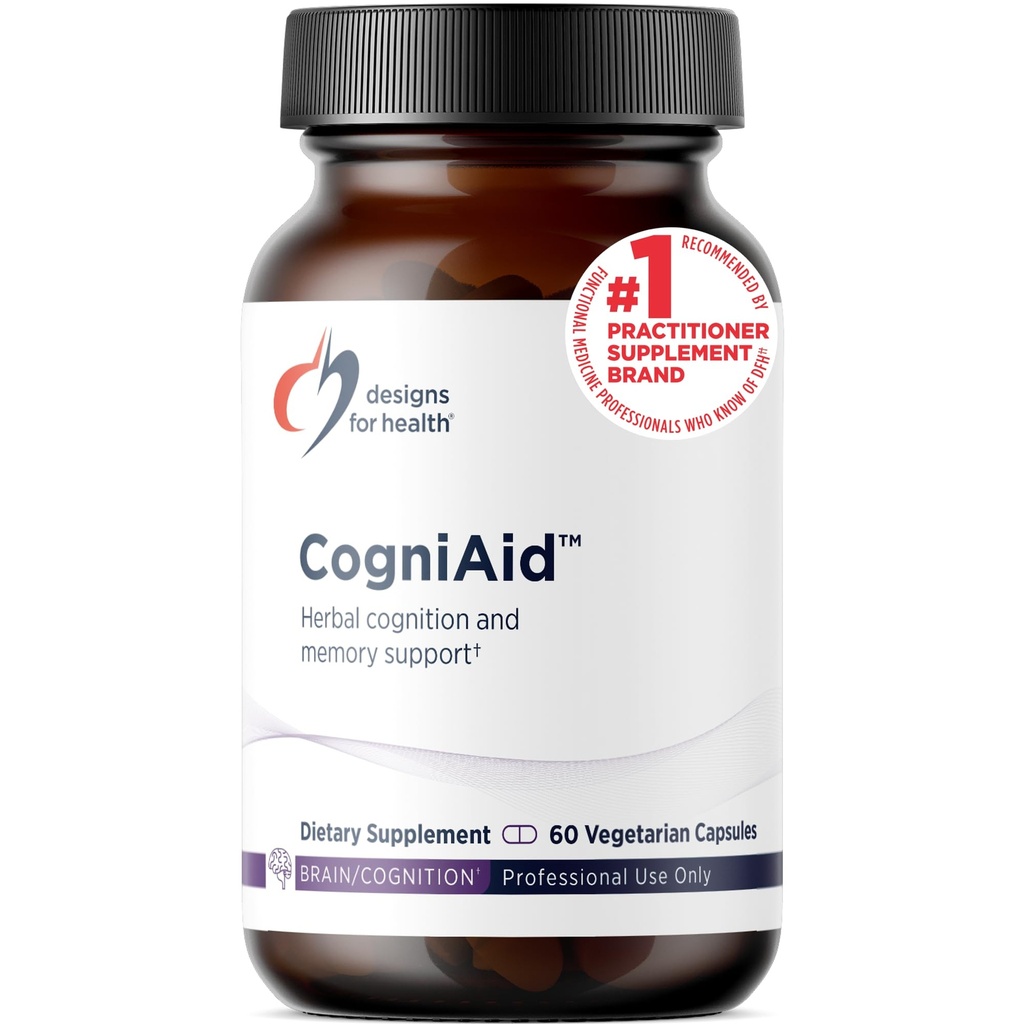 Designs for Health CogniAid - Herbal Memory + Mood Formula z Green Tea Extract, Wild Blueberry + Bacopa (60 kapsułki)